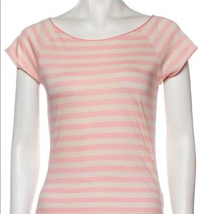 Pastel striped classic scoop neck cap sleeve T.